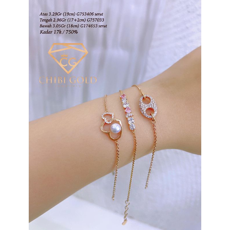 CHIBIGOLD - gelang mata PINK AMERO emas 750% 17k G753406