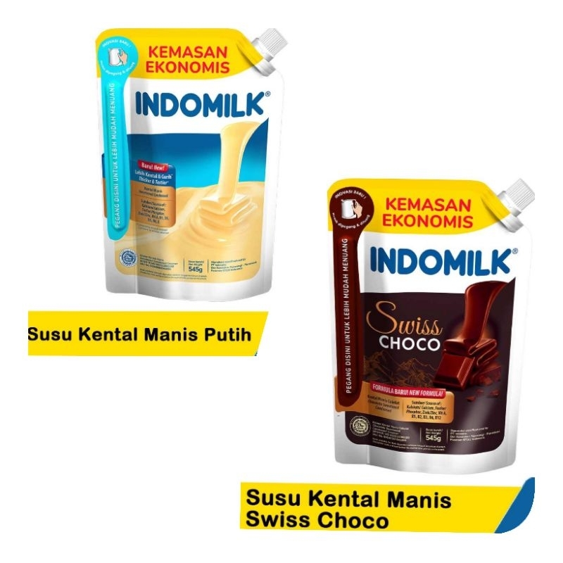 

INDOMILK SUSU KENTAL MANIS RASA PUTIH/SWISS CHOCO KEMASAN POUCH 545 GRAM TStore