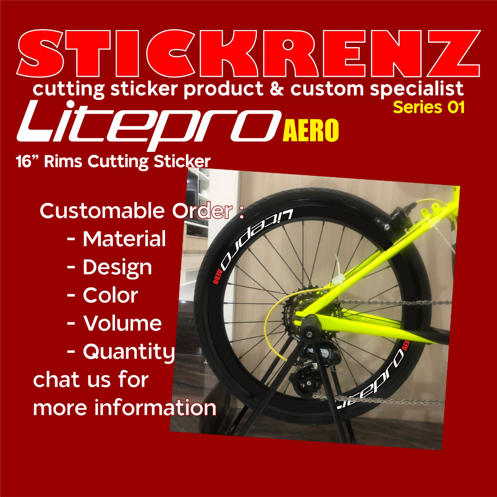 Cutting Sticker Stiker Rims Velg Sepeda Lipat 16" Litepro Aero 01