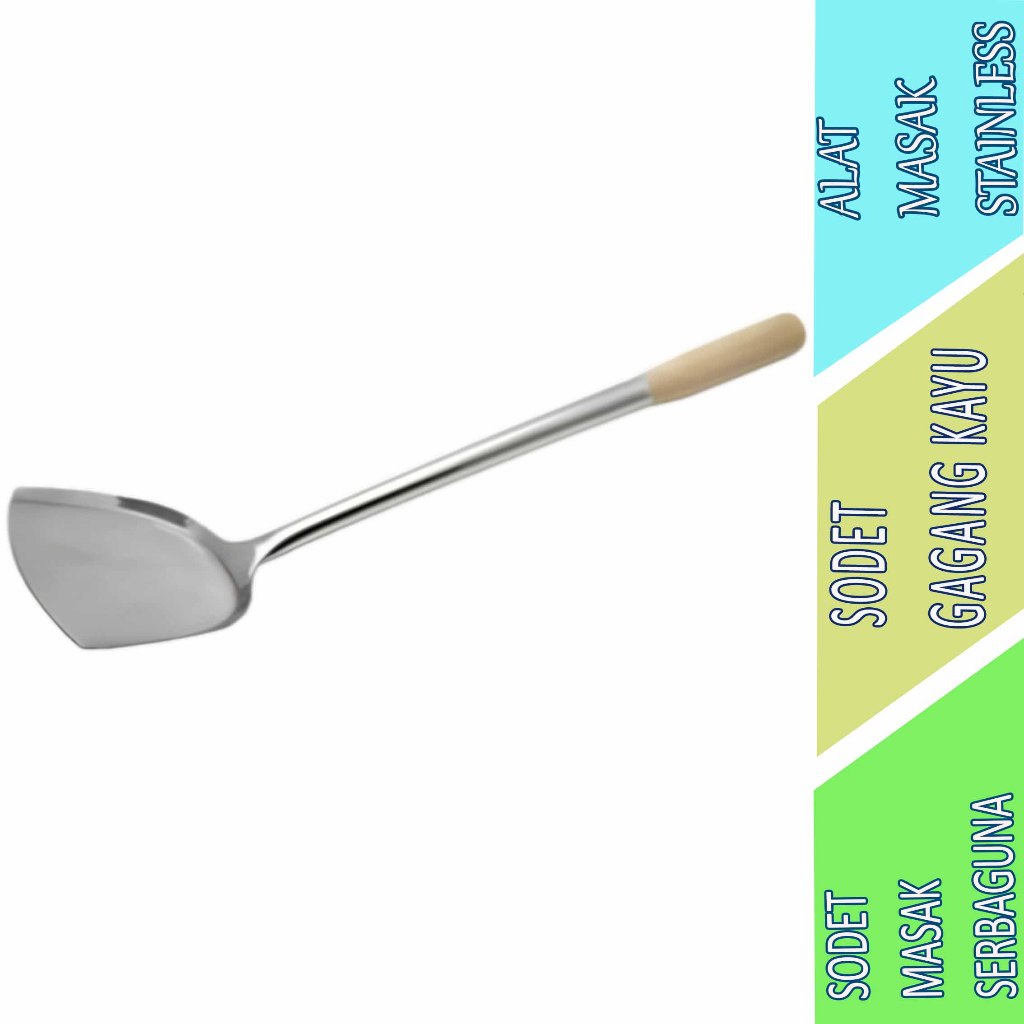 Sodet Tebal Masak Serbaguna - Sodet Gagang Kayu - Alat Masak Stainless - 1pcs