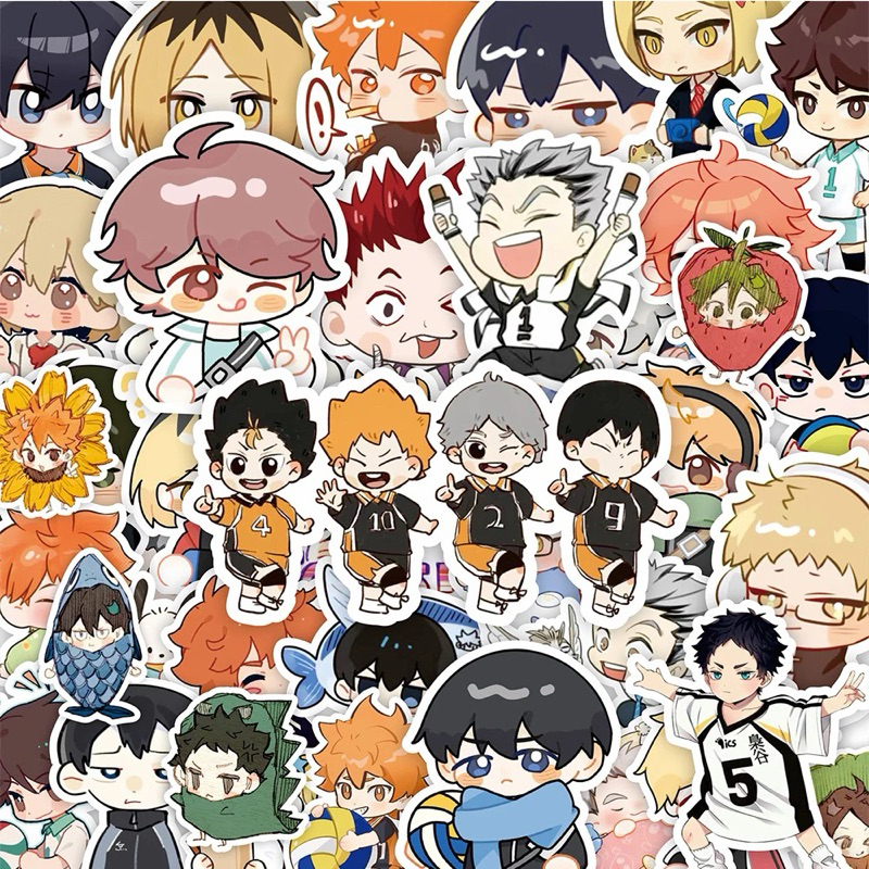 

50pcs Sticker Haikyuu yang lucu!! Stiker Anime DIY Graffiti Skateboard Laptop Laptop Kawaii Voli Stiker Kartun