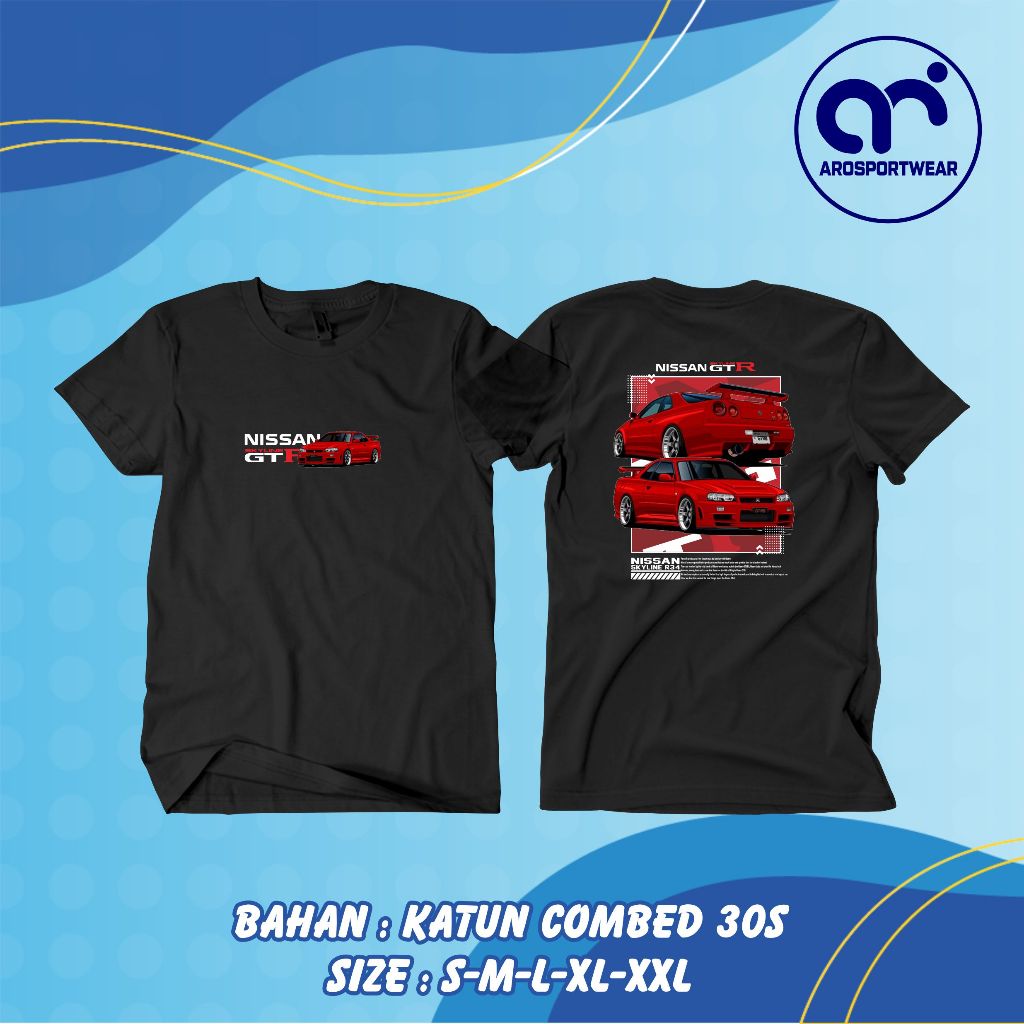 Kaos Baju Mobil NISSAN SKYLINE R34 JDM Kaos Otomotif - Koas murah premium distro terlaris
