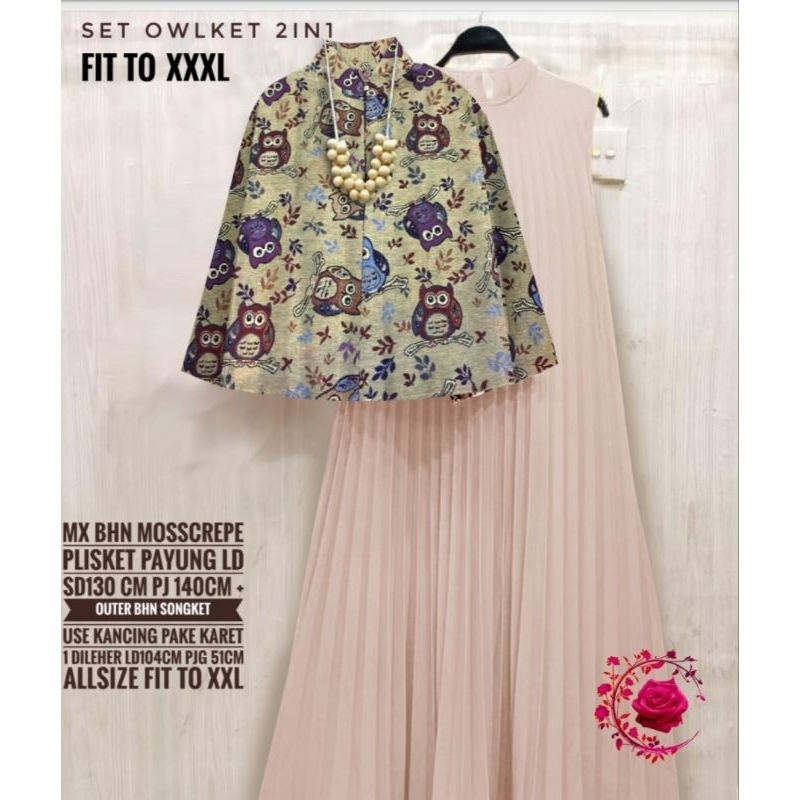 GAMIS MUSLIM PESTA WANITA PRISKET SUPER JUMBO SET BLAZER BATIK STYLE KOREA