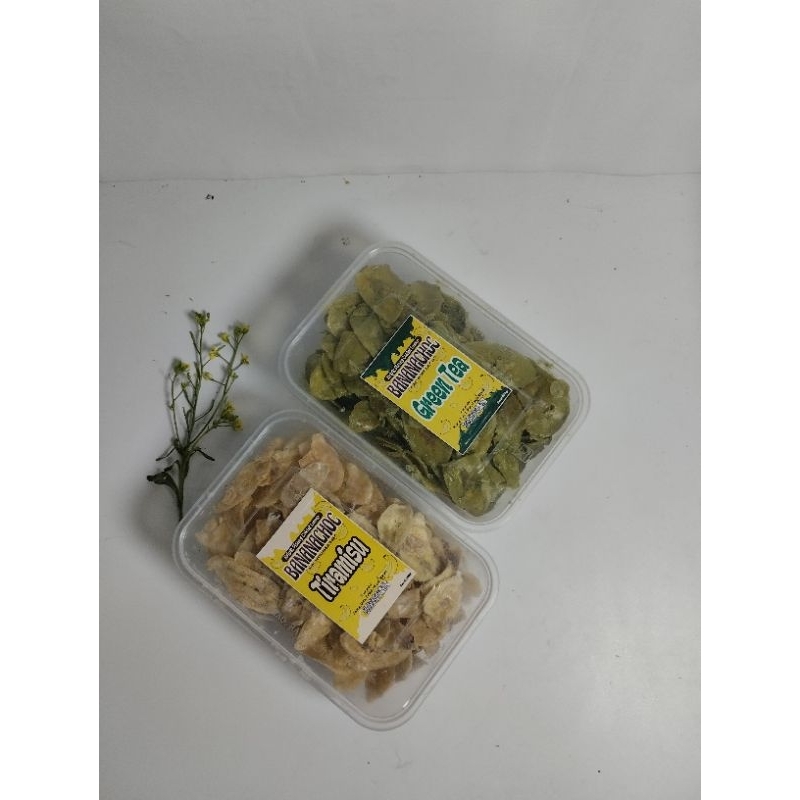 

BANANACHOC Paket Hemat 2 Box mix rasa TIRAMISU dan GREEN TEA (500gr) keripik pisang coklat lumer