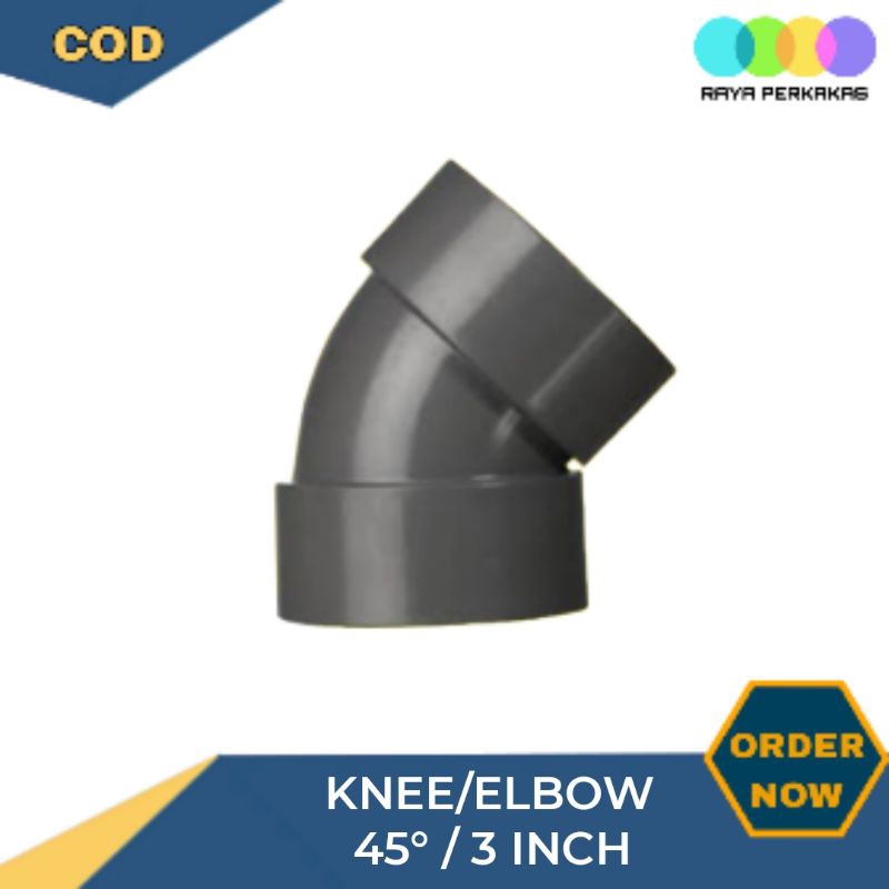 Knee Keni L Elbow 45° Derajat 3 Inch Sambungan Pipa L 45° 3"