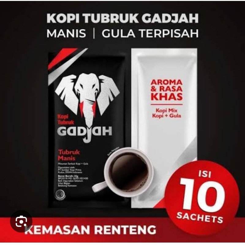 

kopi tubruk gadjah 10 sachet