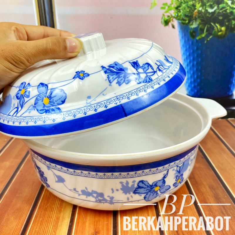 1PCS MANGKUK SAYUR BESAR MELAMIN TUTUP PRASMANAN | MANGKUK MELAMIN TIONGKOK BIRU | UKURAN 23CM