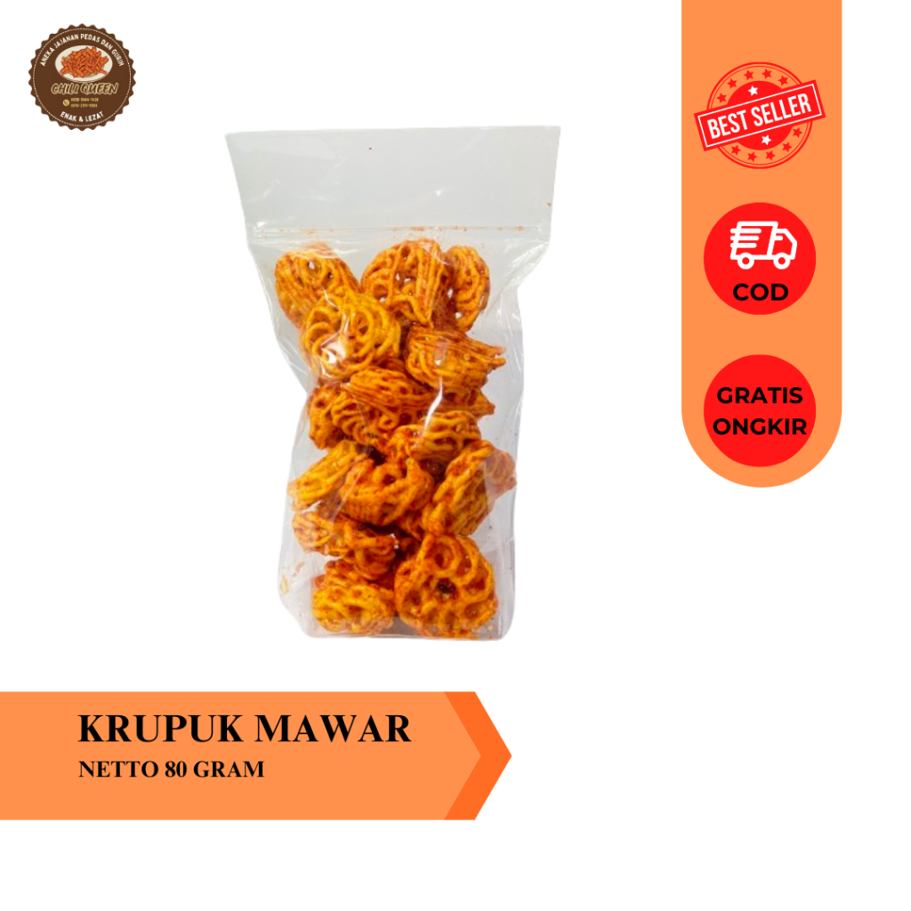 

Kerupuk Mawar 80 gram Pedas /Cemilan / Krupuk / Krupuk Pedas /Jajanan Viral