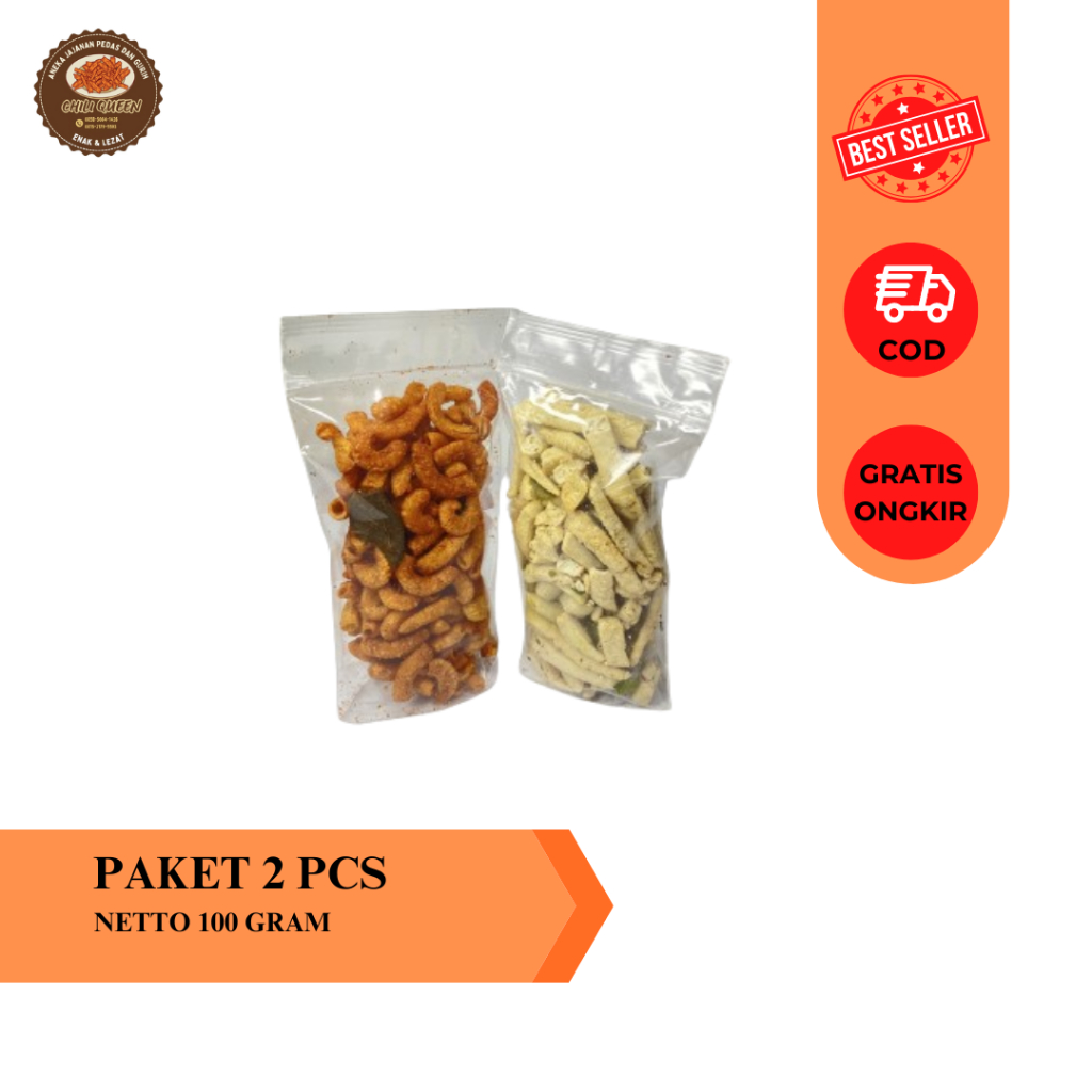 

Paket 2 Pcs 100 Gram Basreng Ori + Makaroni Pedas