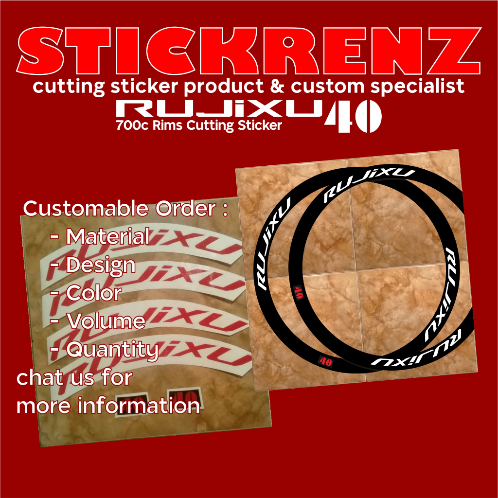 Cutting Sticker Stiker Velg Rims Sepeda Roadbike 700c Rujixu 40 Custom