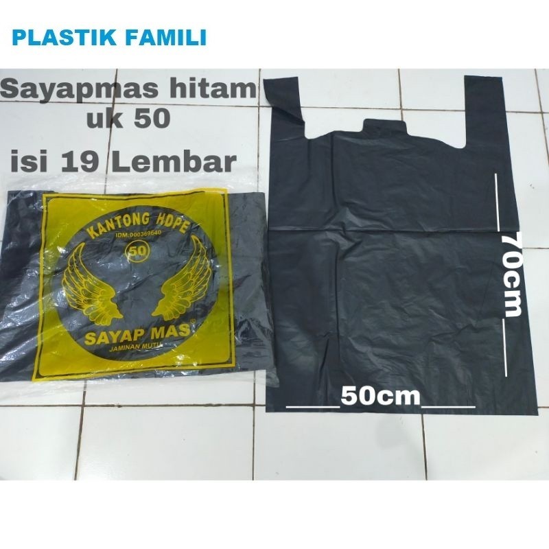 Kantong Plastik Kresek Hitam Sayap Mas Ukuran 50 – Tebal Kuat Besar Murah