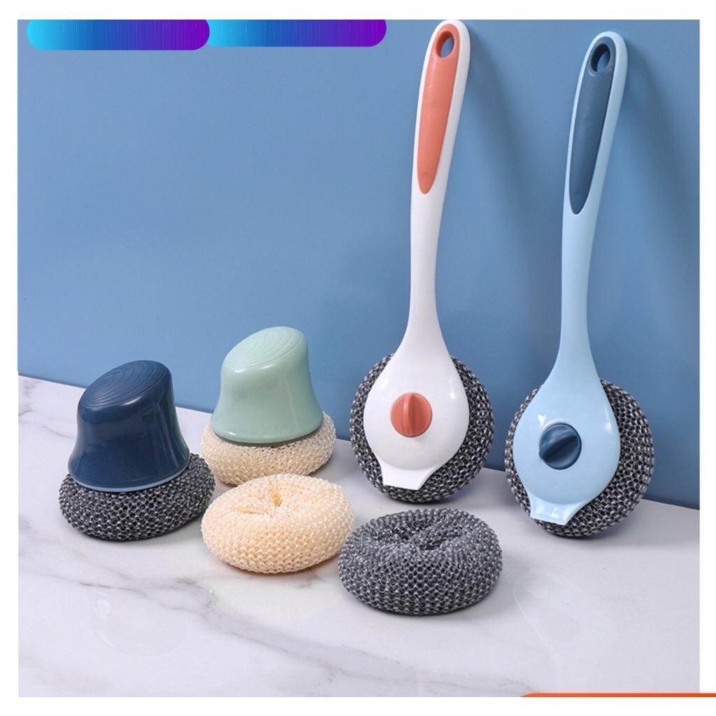 Sikat Sabut Kawat Stainless Gagang Panjang Penggosok Pembersih Panci Wajan Zink Table Multifungsi KB