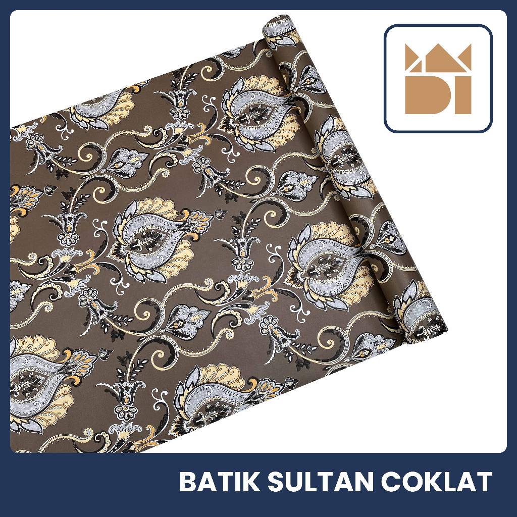 Adipati Home Decoration - Wallpaper Dinding Motif Batik Sultan Coklat Size 45 Cm X 8 Meter