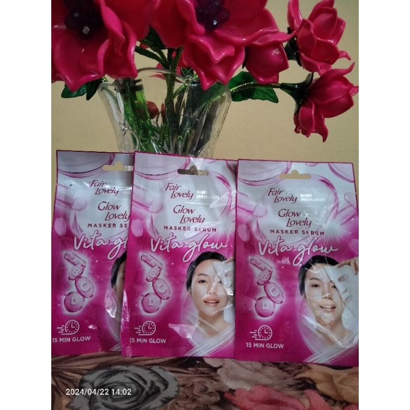 Fair n lovely vita glow/bright c glow serum sheet mask 20gr