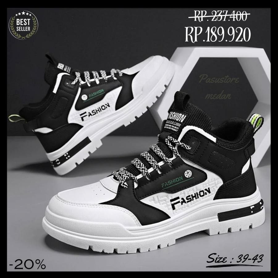 Sepatu Boots fashion 39-43 Hitam sport outdoor import adventure medan - 39