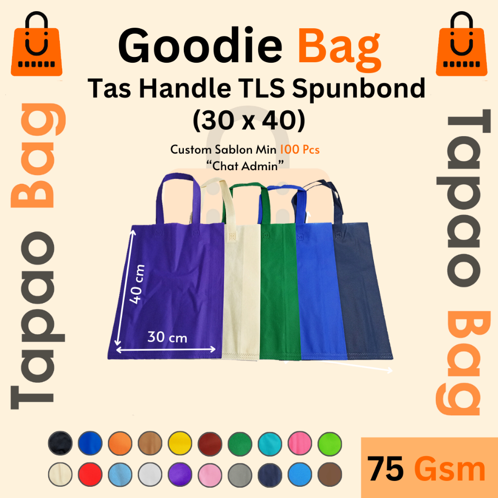 

Tas Spunbond 30 x 40 Handle Goodie Bag Tote Bag Tas Kain Souvenir Hampers Spunbond - Pcs