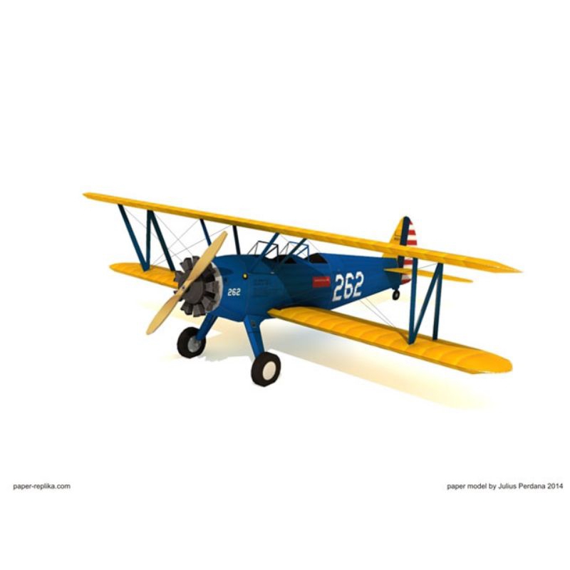 Lembaran pola papercraft pesawat boeing PT-17 stearman (PR-B2)