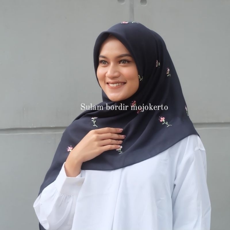Hijab sulam jilbab sulam kerudung sulam model SWEDE murah HIJAB PARIS SULAM