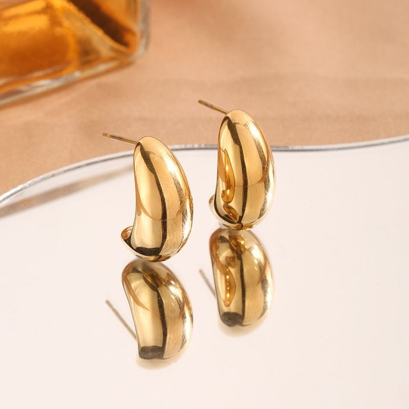 Clafel & Co - NATA Anting Stud Wanita Titanium Asli Lapis Emas 18K Gold Zircon Jewelry Giwang