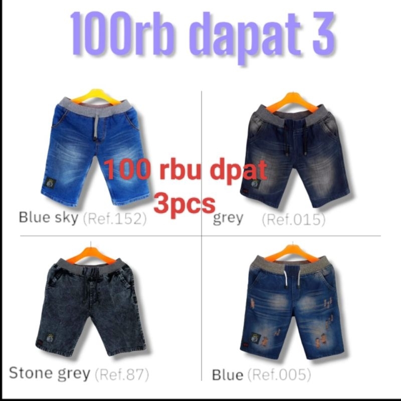 Promo Celana pendek jeans pria 100rbu dapat 3pcs