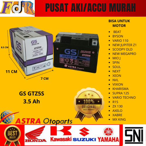 BEST SALLER ACCU/AKI GS ASTRA ORIGINAL GTZ5S AKI SEPEDA MOTOR TERMURAH