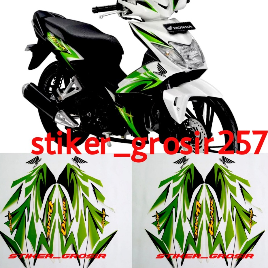 STIKER STRIPING & LIS BODY MOTOR HONDA BLADE 110 R 2010 2011 PUTIH HIJAU
