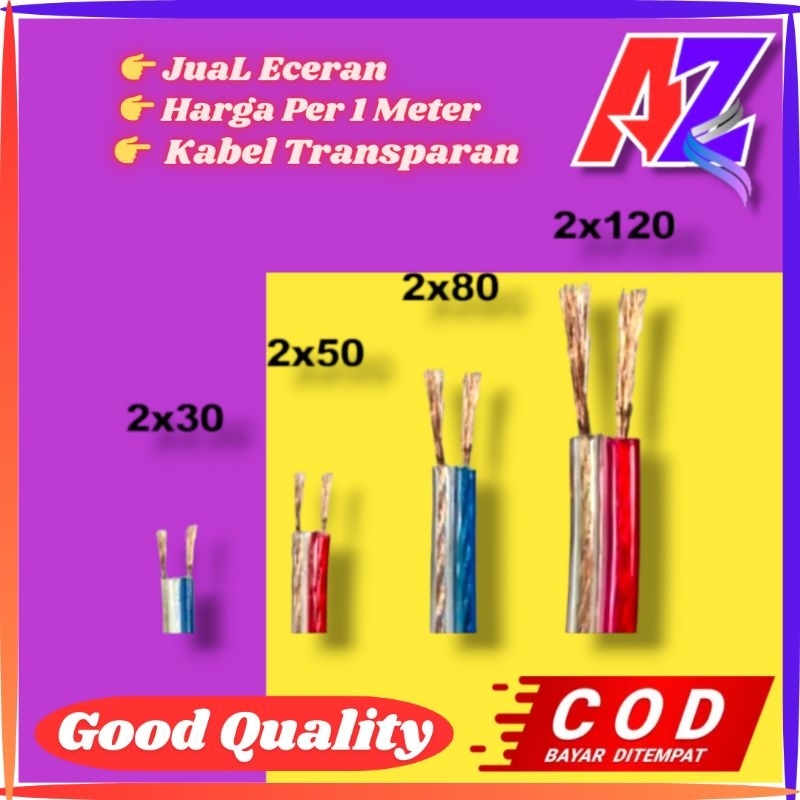 Kabel audio/Kabel Listrik Transparan/kabel monster Harga per 1 Meter