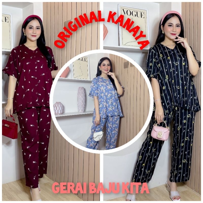 MAIRA SET/ONESET KANAYA/SETELAN CELANA TANGAN PENDEK/BAJU TIDUR WANITA/BABYDOLL RAYON PREMIUM/PIYAMA