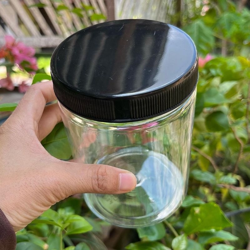Toples 800ml Tutup Hitam Plastik Diameter 9cm Tinggi 13cm