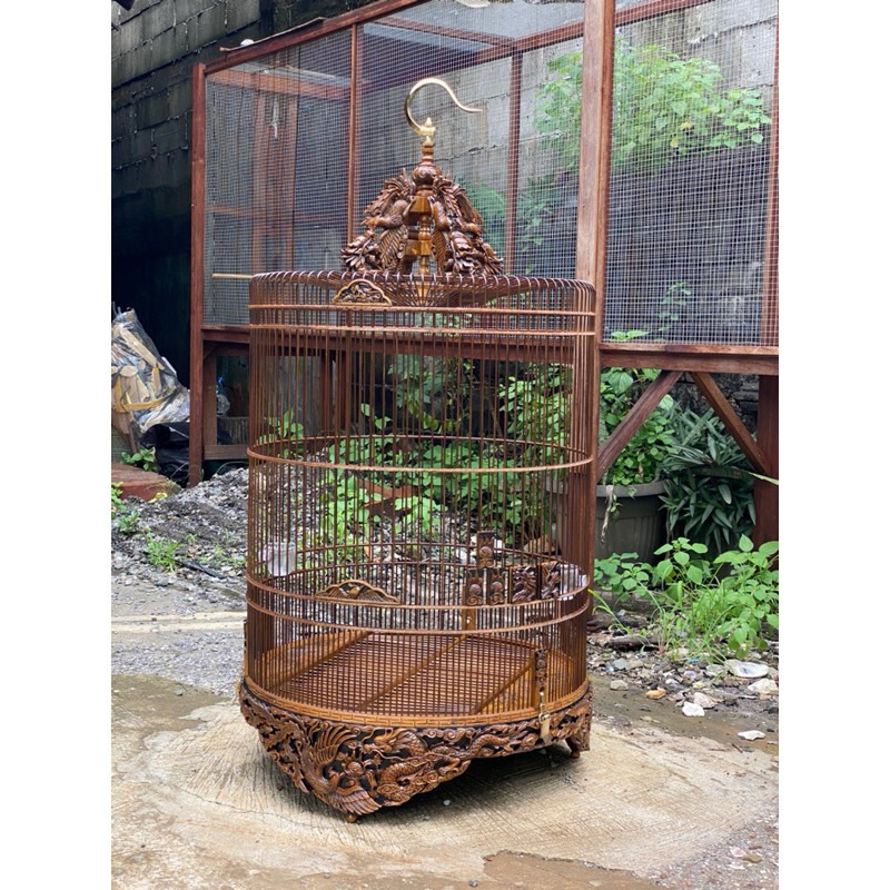 SANGKA MURAI UKIR KAYU JATI NO 1 2 3 4 FULSET KANDANG BURUNG MURAI BATU MURAH 1 SET ANIS KACER  SANG