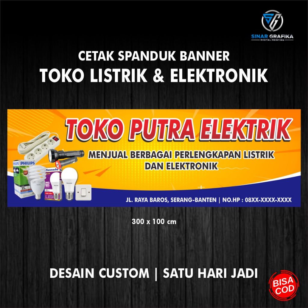 Spanduk Banner Toko Listrik & Elektronik / Bisa Request Desain | Free