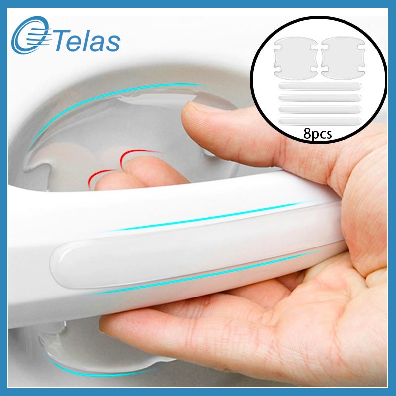 Stiker Handle Pintu Mobil 8pcs Transparan Stiker Pelindung Handle Pintu Pelindung Gagang Pintu Mobil
