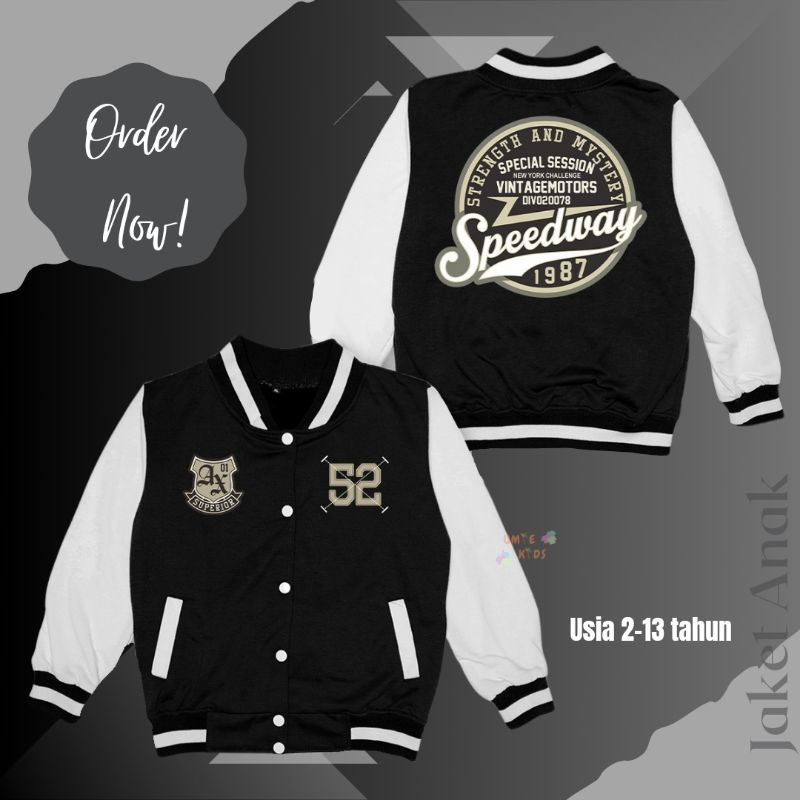 JAKET ANAK | VARCITY TREND | SPEEDWAY BASEBALL EDITION | UNTUK USIA 2,3,4,5,6,7,8,9,10,11,12,13 | BA