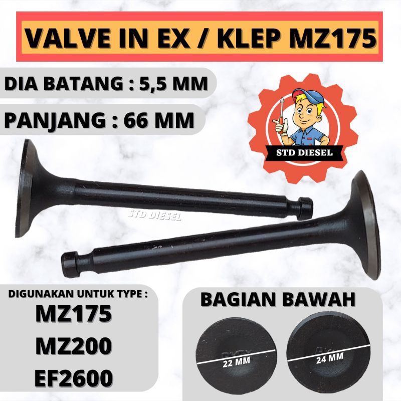 KLEP UNTUK MESIN YAMAHA MZ175 MZ200 EF2600 ENGINE VALVE IN EX KELEP KLEP MZ175
