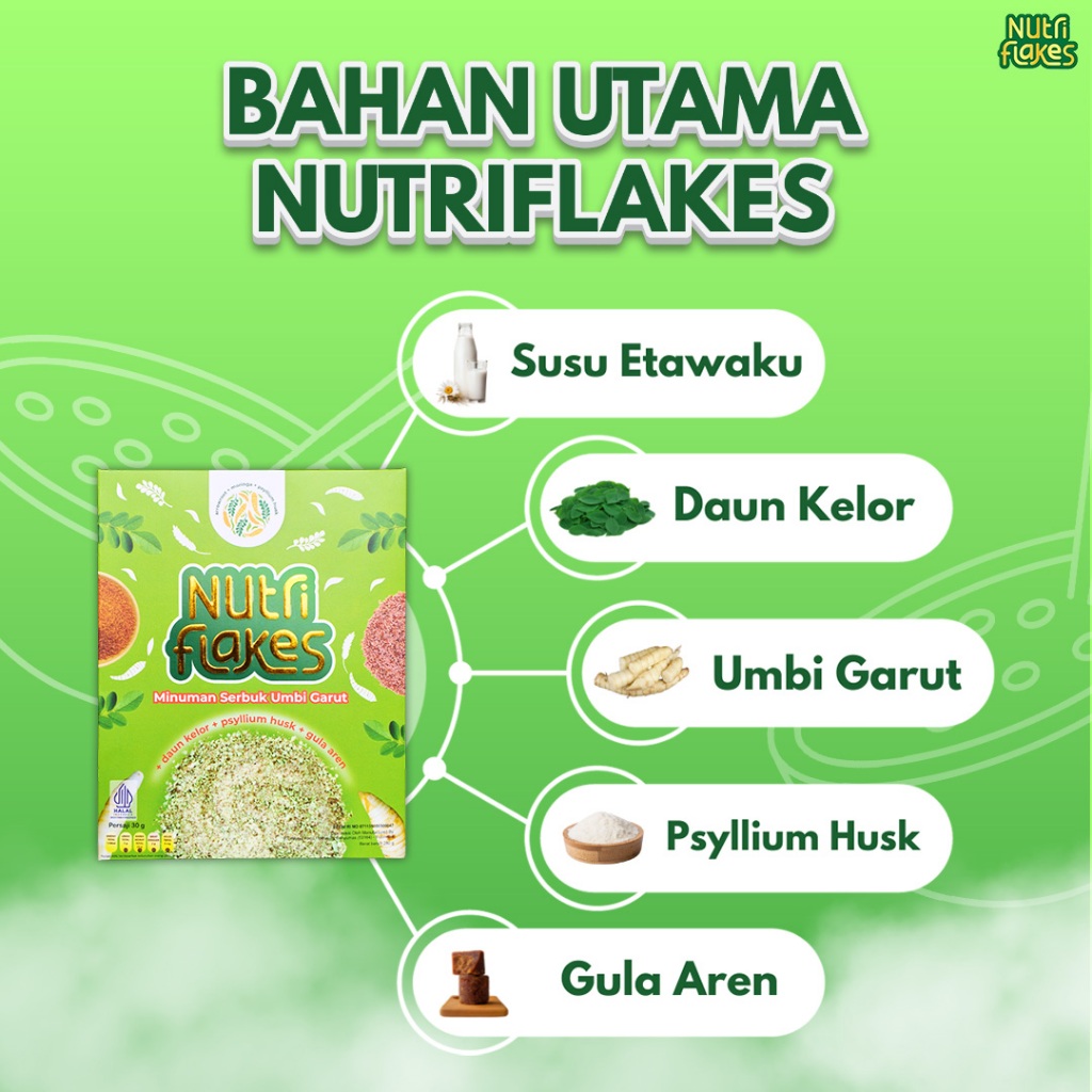 

QH Paket 2 Box Nutriflakes Makanan Sehat Sereal Sarapan Umbi Garut dan Daun Kelor Atasi Asam Lambung