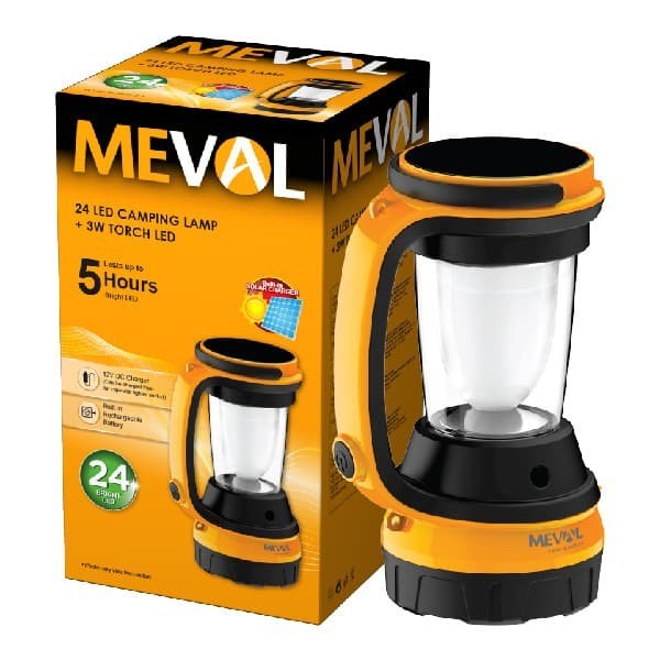 Meval 24 LED Camping Lamp + 3W Senter + Panel Surya - Putih