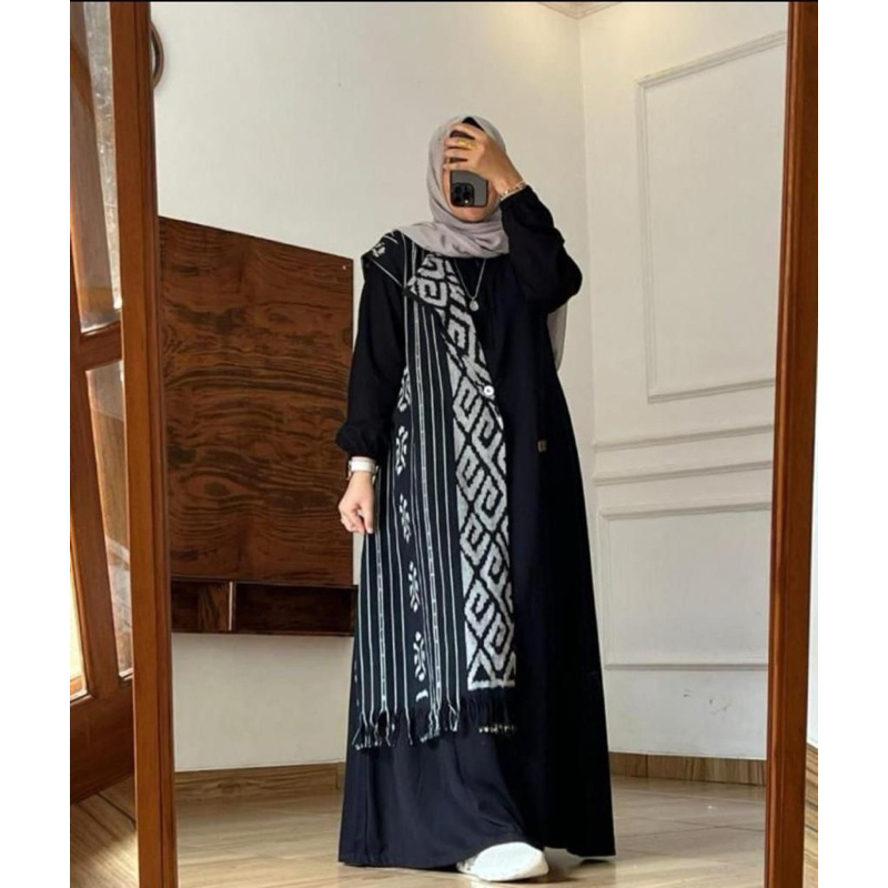 Dress Hitam etnik by Nadheefa Store