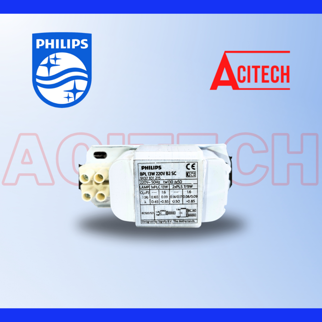 PHILIPS BALLAST LAMPU PLC, PL-T, CFL BPL 13W 220V B2 SC