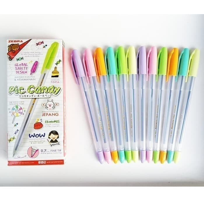 

Pulpen Zebra PIC CANDY Fine 0.7 Per Lusin 1Pack / 12Pcs