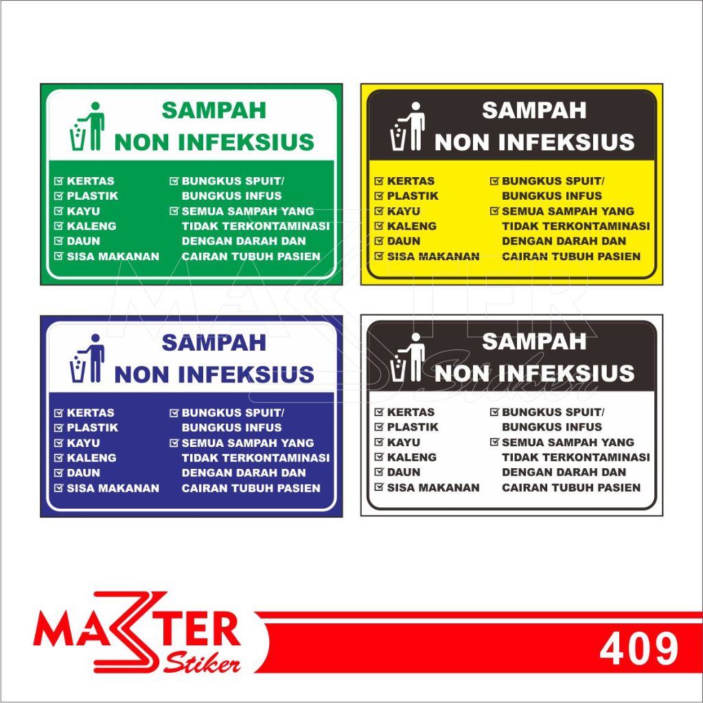 

409 - Stiker Sampah Non Infeksius, Sticker Vinyl, Premium, Tahan Air, Termurah, dan Bisa Custom