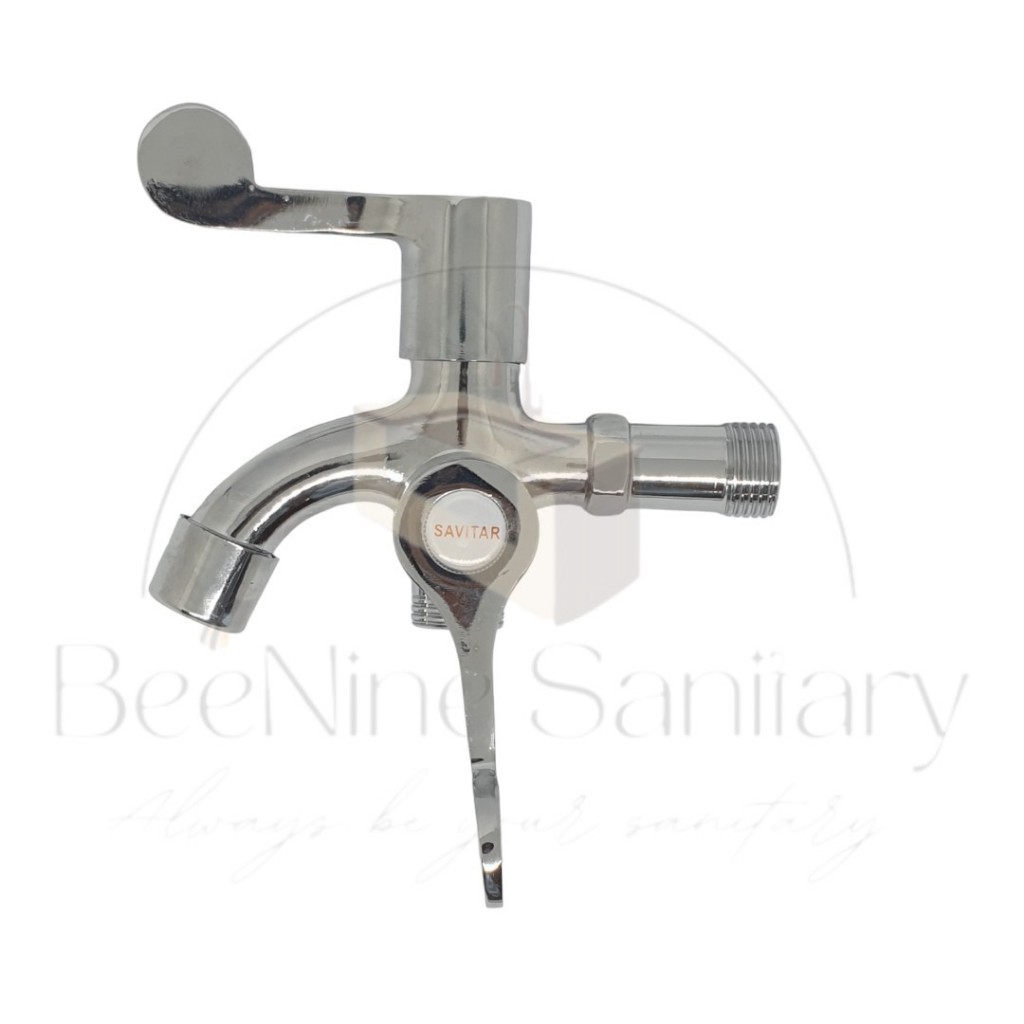 SAVITAR Kran Double chrome SAVITAR/ Kran Cabang 2 / Keran Dinding Taman 2 Output/ kran shower/ keran