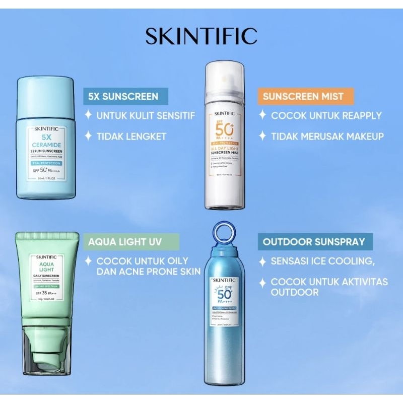 SKINTIFIC SUNSCREEN OUTDOOR SPRAY SKINTIFIC DAILY SUNSCREEN MIST SUNSCREEN SERUM SKINTIFIC