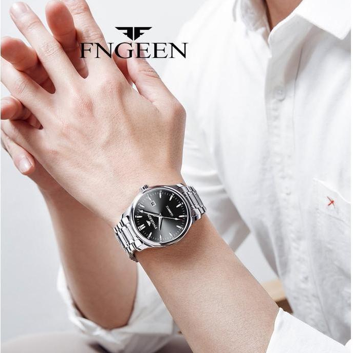 KUALITAS SUPER FNGEEN 2111 Jam Tangan Pria Anti Air Bisnis Fashion Mewah Stainless Steel Quartz