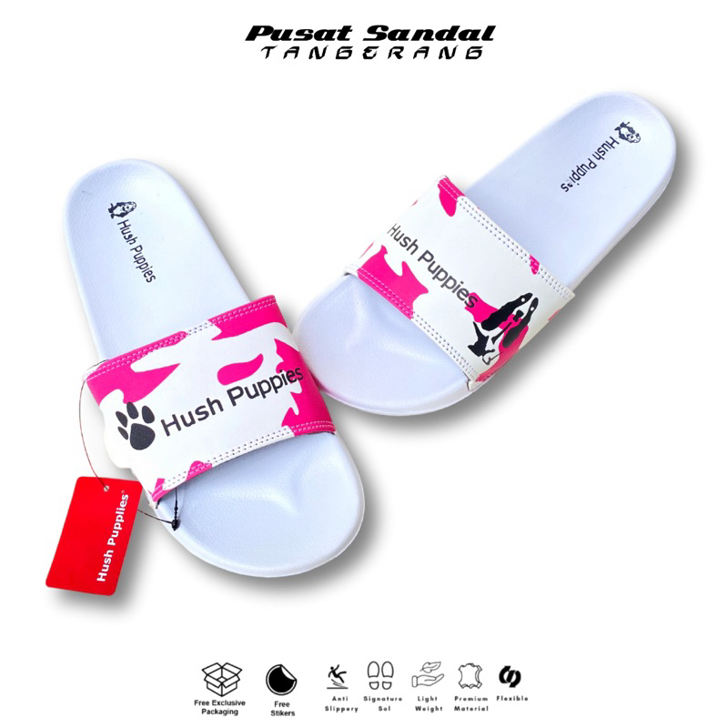 Sandal Wanita Karet Empuk Hush_Puppies / Sendal Cewek Varsity Pink