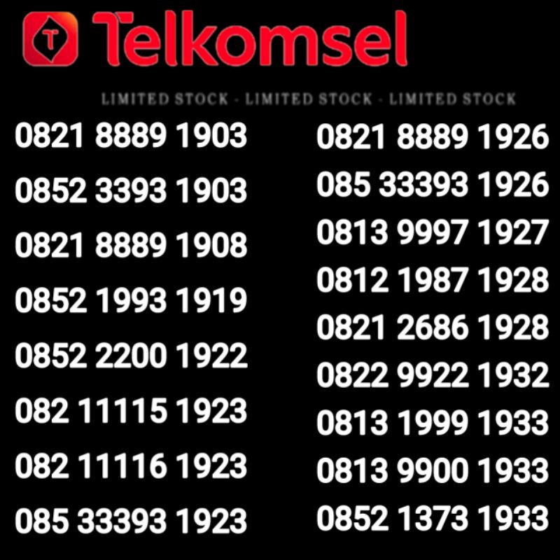 NOMOR CANTIK SIMPATI TAHUN 1903 1922 1926 1927 1928 1932 1933