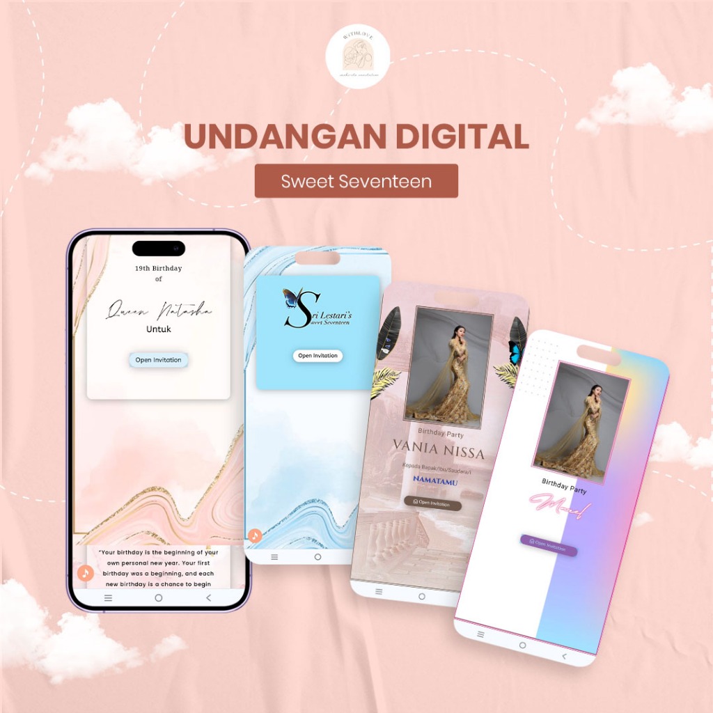 Undangan Digital Website Online Ulang Tahun/Birthday Custom Sweet17 & Party Tema HBD 1
