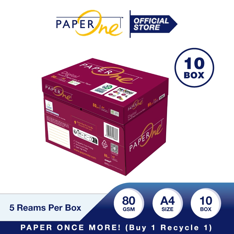 

PaperOne Kertas A4 80gr Digital Carbon Neutral 10 Box (25000 lembar) Kertas HVS