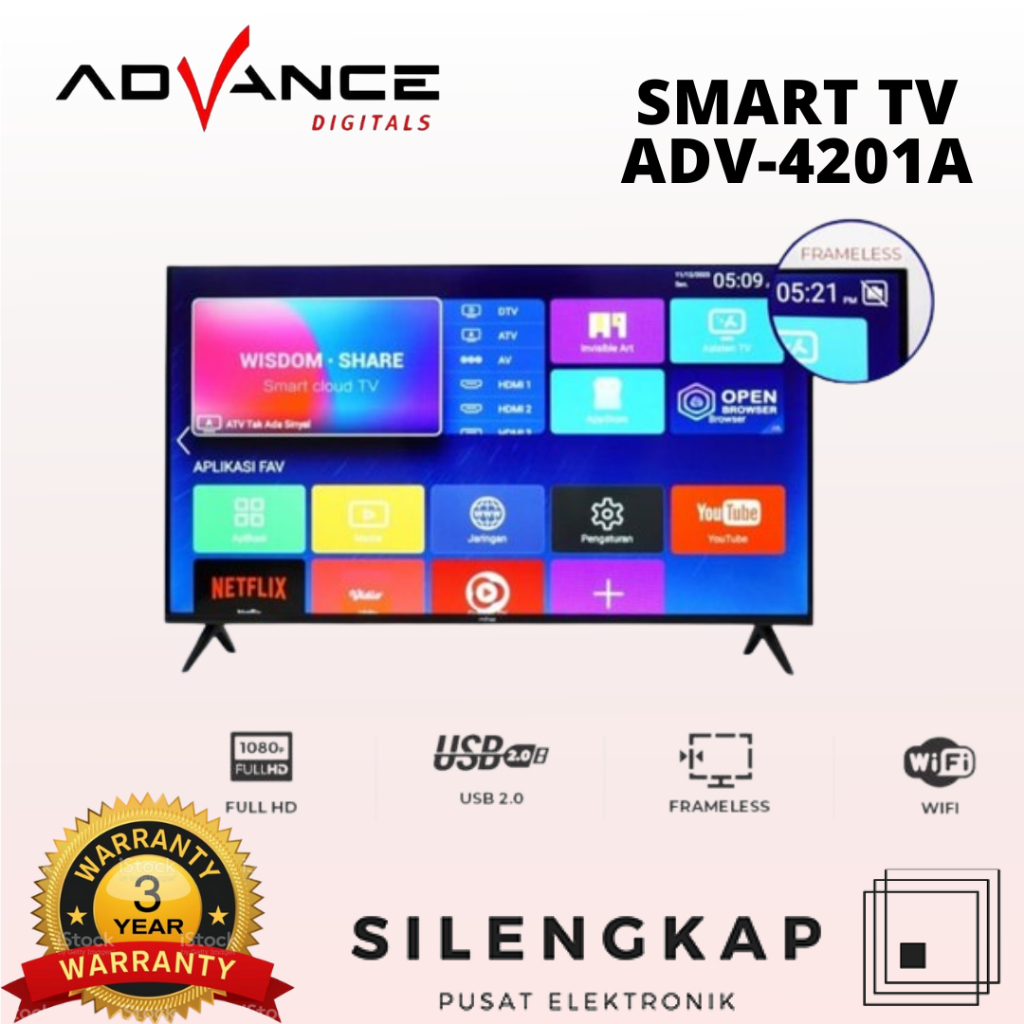 Advance Android TV LED 42 Inch ADV-4201A Smart TV Digital Frameless
