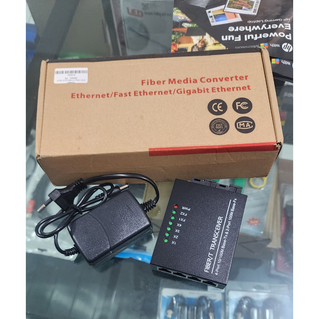 Media Converter HTB Gigabit 2 FO 4 LAN PoE 1000Mbps Casing