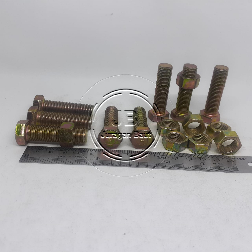 BAUT 17 M12 X 45 PANJANG 4,5 CM 4,5CM KUNCI 17 BAUD KUNING M12X45 BAUT 17 BMK M12X45 HEXA BOLT 12 X 